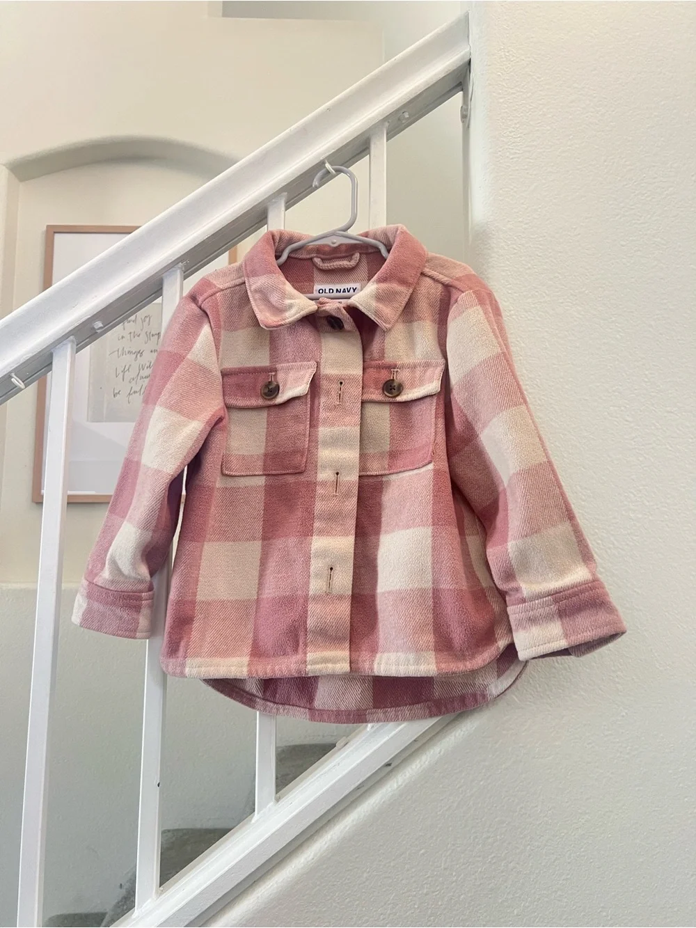 Old Navy Kids' Pink Plaid Shacket - Pink & Cream